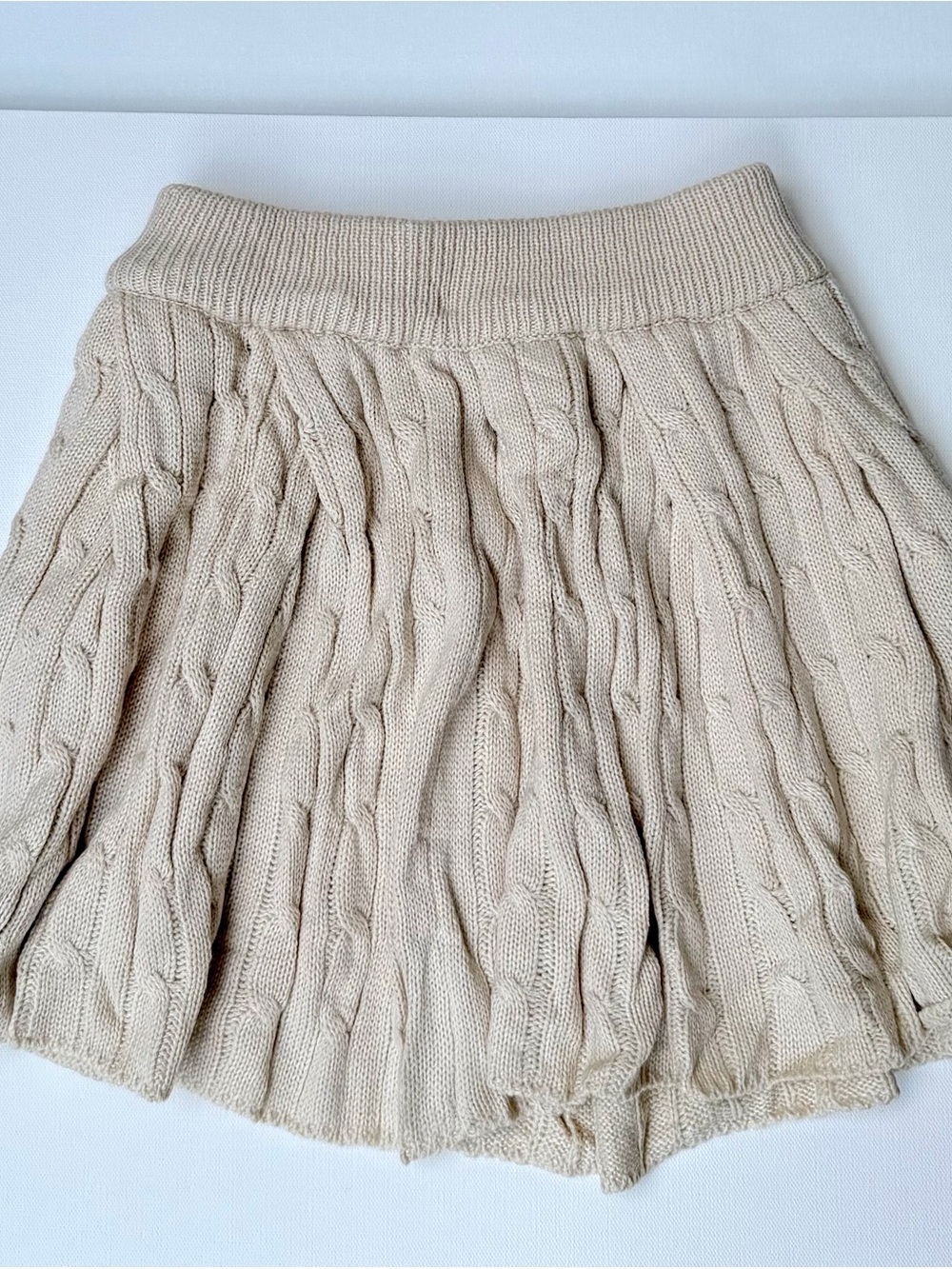 Cider Cream Cable-Knit Skater Skirt